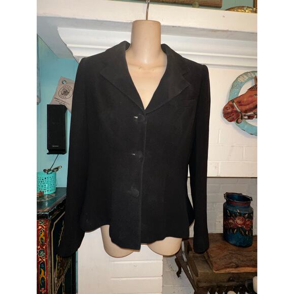 VINTAGE GIORGIO ARMANI BLACK SILK BORGO 21 SINGLE BREASTED BLAZER JACKET 40